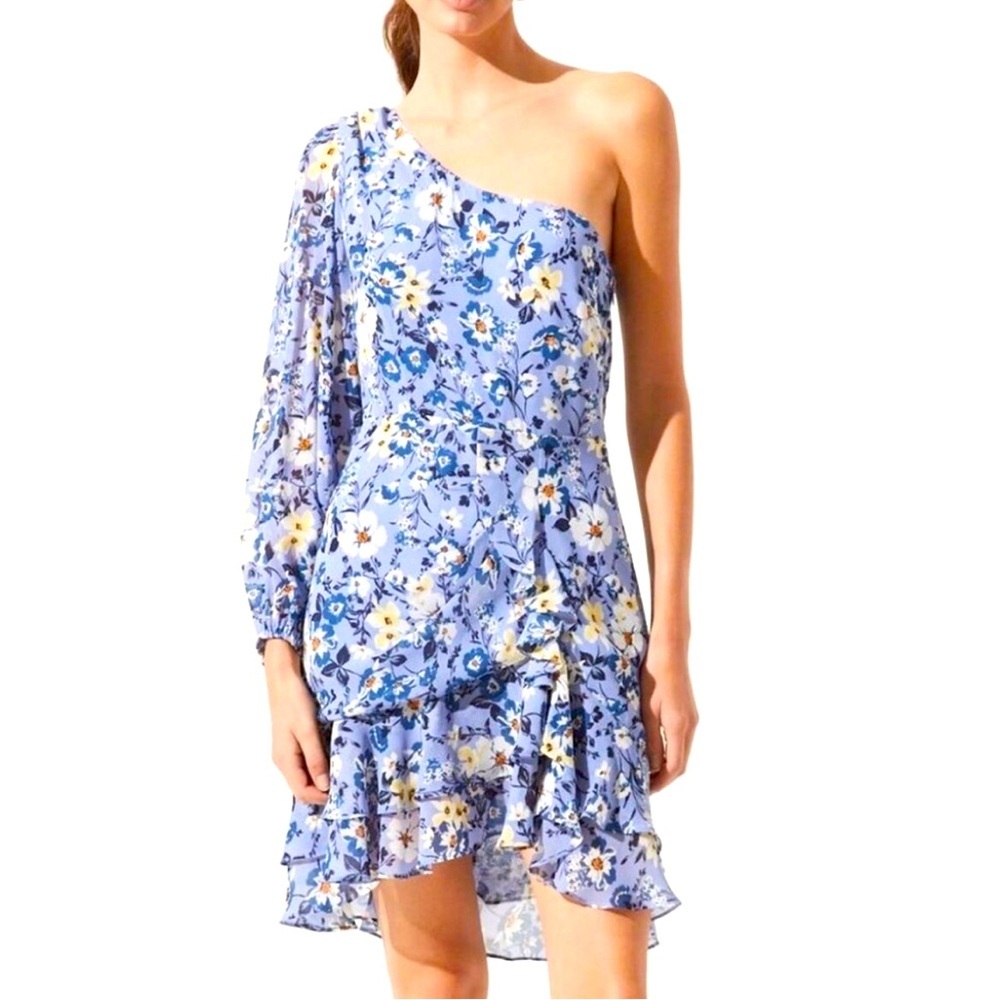 ASTR The Label Floral Shoulder‎ Dress Ruffle Skirt Size Small